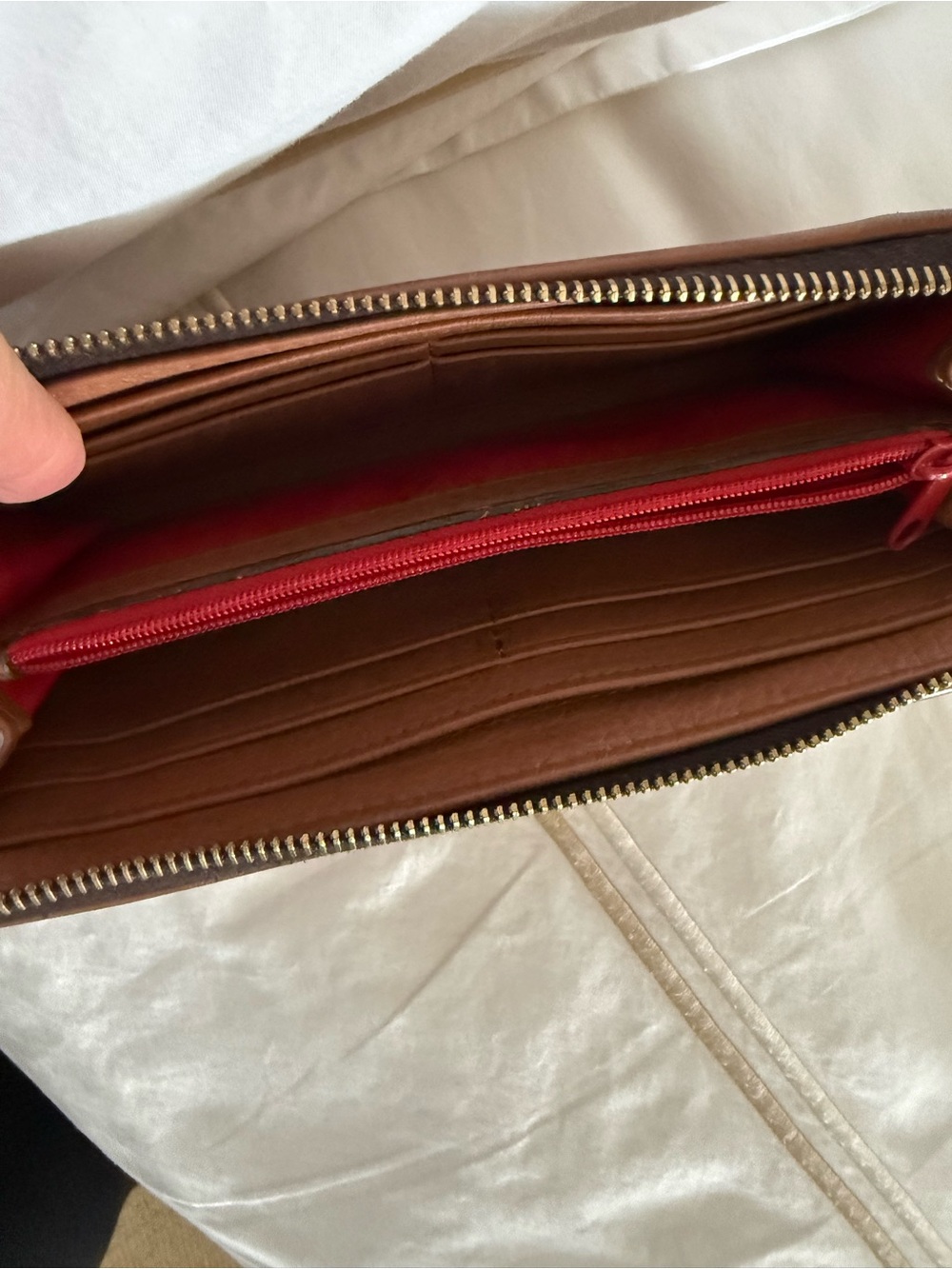 Dooney & Bourke Chestnut Brown Pebbled Leather Zip Wallet